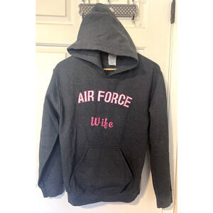 Grey Hoodies Women’s Size S pink Logo Air Force Wife sweatshirt Pullover